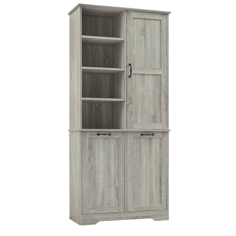 Freestanding Bathroom Storage Cabinet with Doors, Drawers, Tilt-Out Laundry Hamper & Shelves