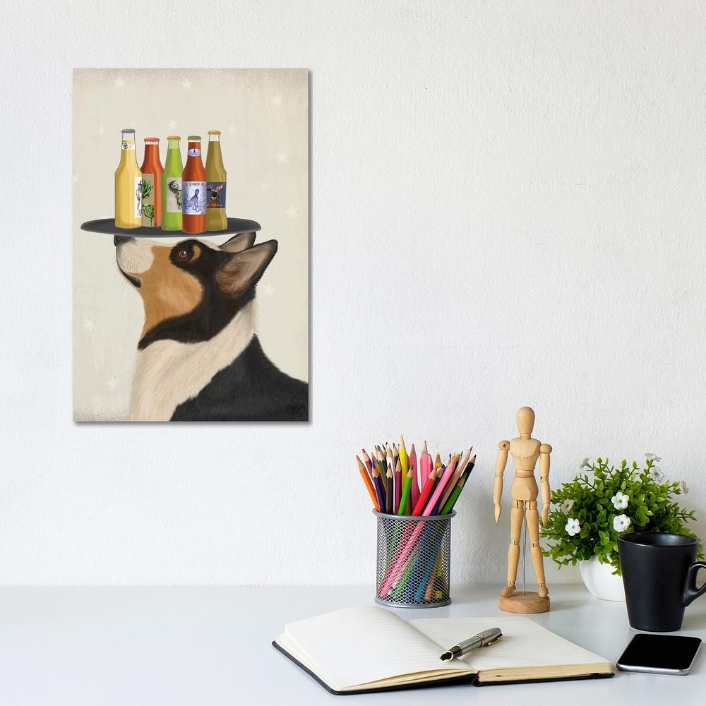 iCanvas "Corgi Tricolour Beer Lover" by Fab Funky Canvas Print