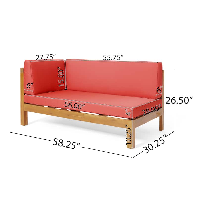 brava X-back corner bench-L with coffee table, red