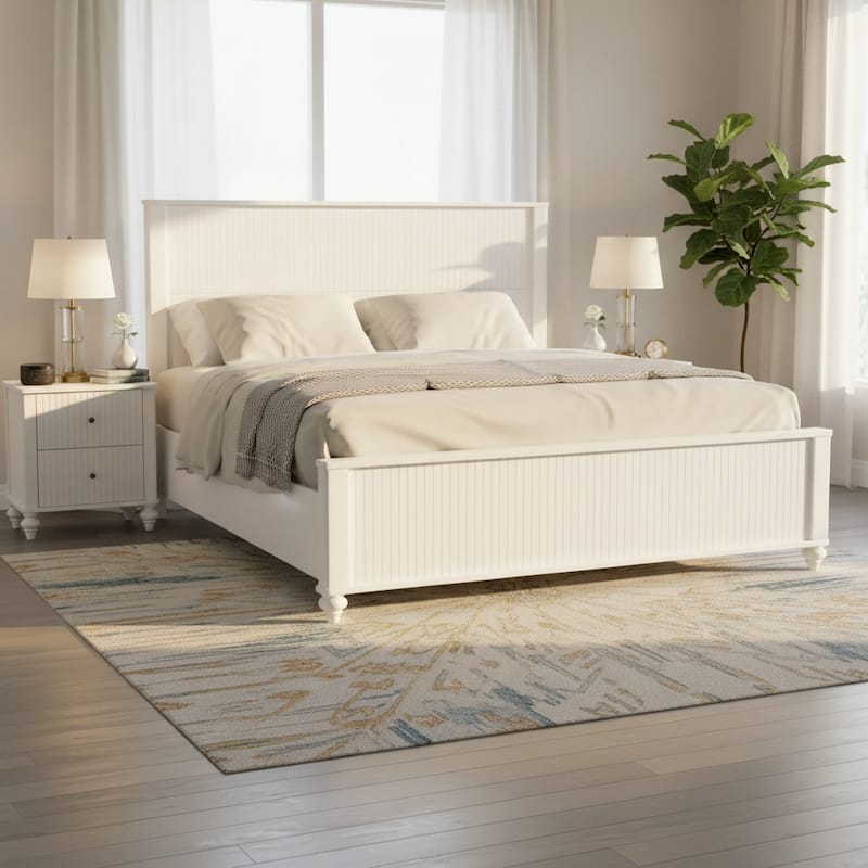 Christopher Knight Home - Modern Wooden Bed Frame with Headboard and Footboard - White - King