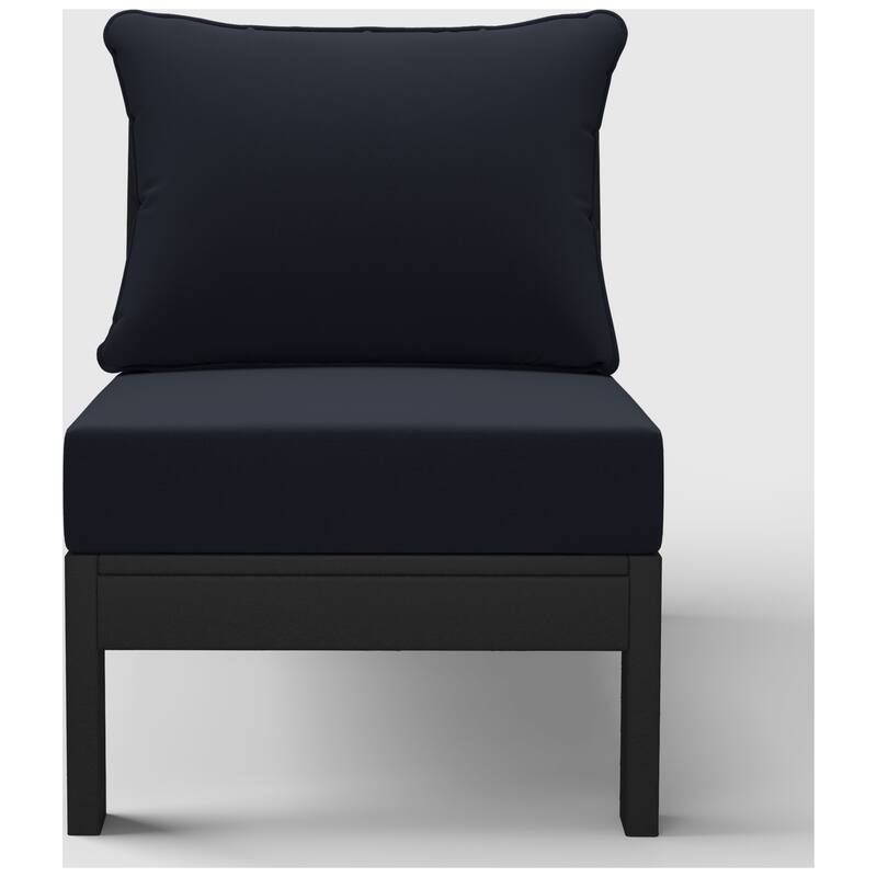 Birchwood All Weather HDPE Outdoor Patio Deep Seating Black Armless Chair With Cushions (1-Piece)