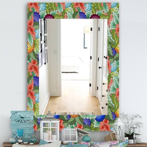 Designart 'Tropical Mood Foliage 2' Traditional Mirror - Printed Wall Mirror