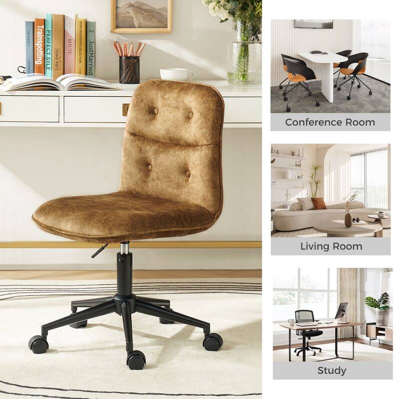 Klaus Upholstered Armless Swivel Task Chair with Tufted Back by HULALA HOME