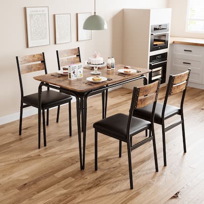 Dining Table for 4, Small Table and Chairs Set of 5, Dinette Set for 4, 5 Piece Kitchen & Dining Room Sets - 43.3x27.5x30in