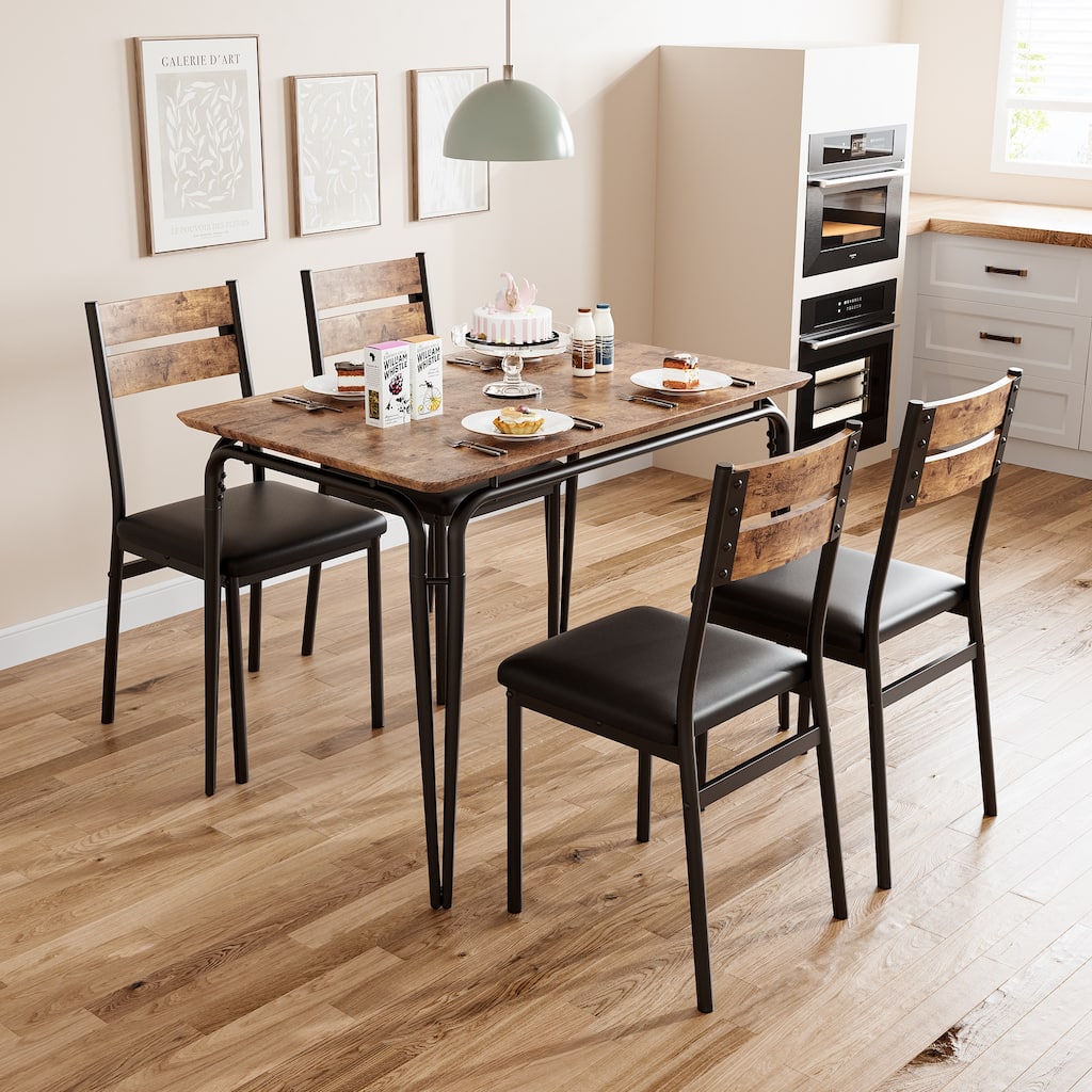 Dining Table for 4, Small Table and Chairs Set of 5, Dinette Set for 4, 5 Piece Kitchen & Dining Room Sets - 43.3x27.5x30in