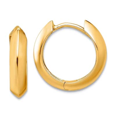 Curata 10k Yellow or White Gold Italian Knife-edged 15x6mm Hinged Hoop Earrings