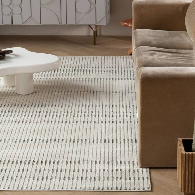 Tasi Stripe Weather Resistant Trendy Modern Outdoor Rug