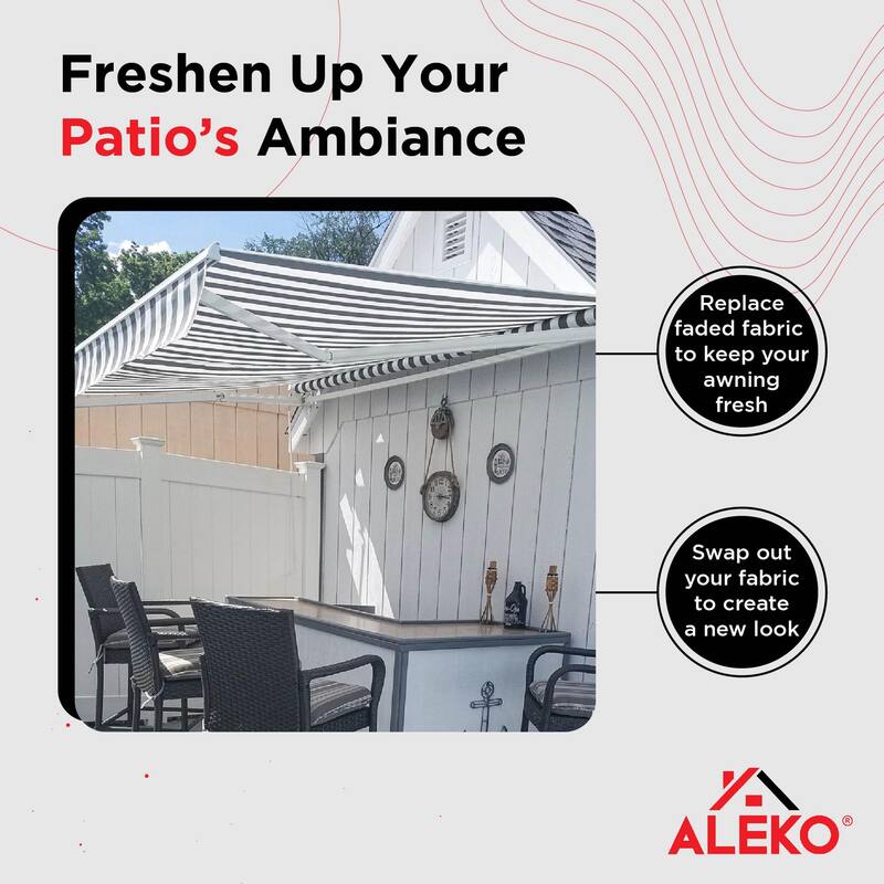 ALEKO Replacement Fabric for Patio Retractable 13x10 ft Awning Grey/White