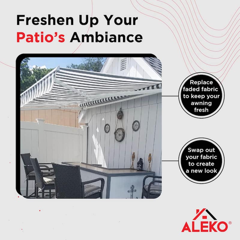 ALEKO Replacement Fabric for Patio Retractable 16x10 ft Awning Grey/White