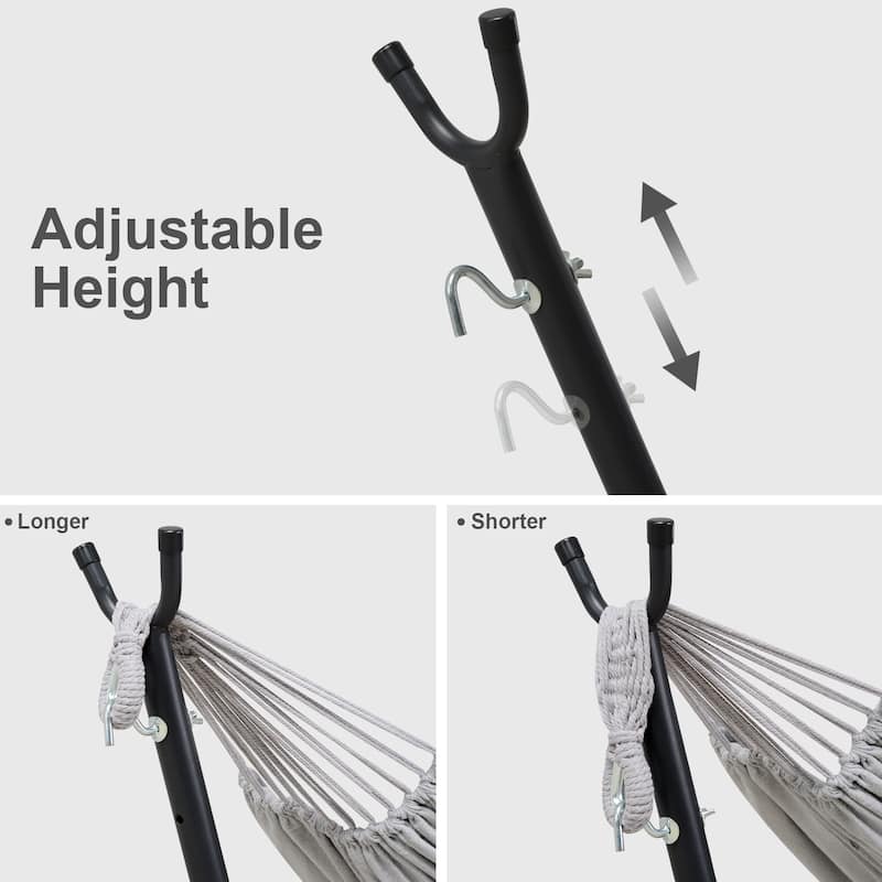 9.35 ft. 2-Person Brazilian-Style Foldable and Portable Outdoor Hammock Bed with Stand Set - 112.2 in.* 44.1 in. *40.9 in.