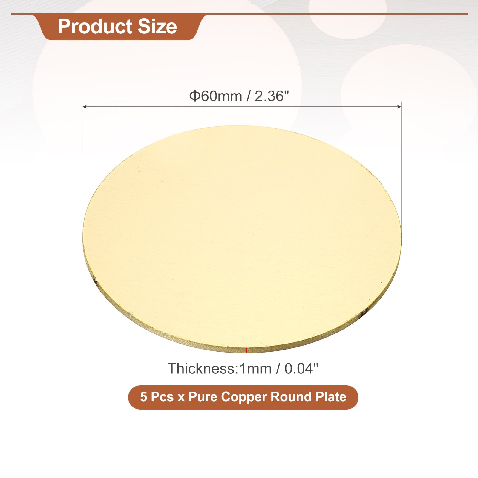 Round Brass Plate, Dia Brass Copper Sheets, Brass Copper Plates for Crafts, DIY, Electrical Repairs