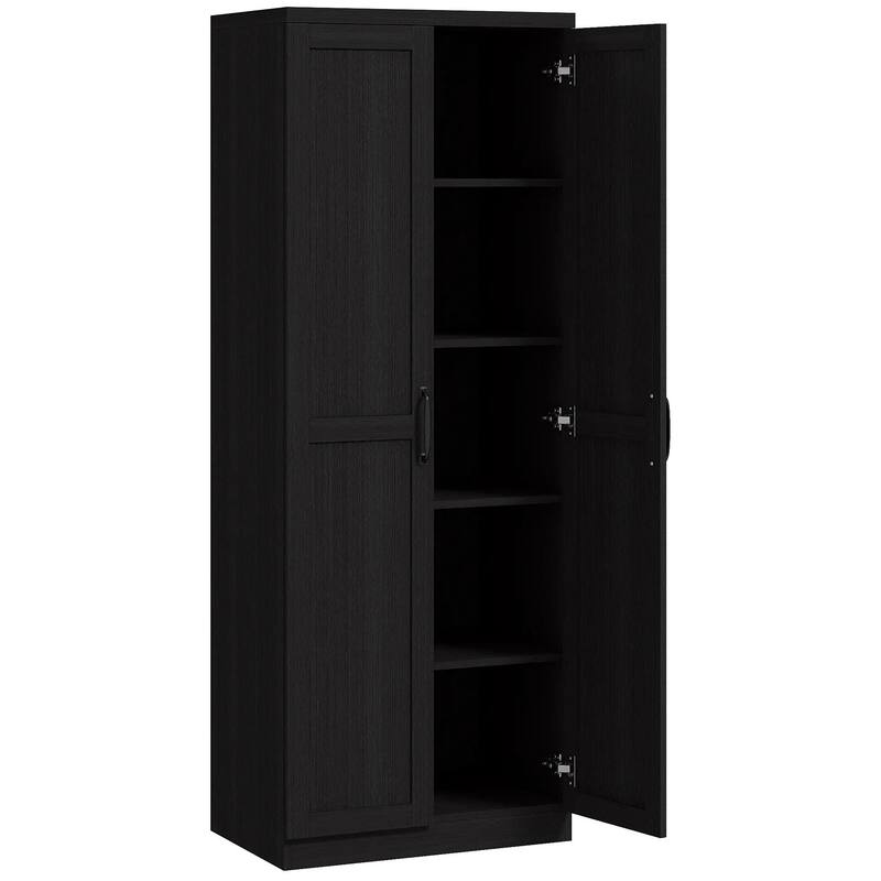 63" 2-Door Kitchen Pantry, Freestanding with 2 Adjustable Shelves