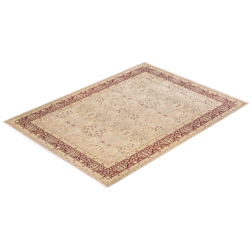 Overton Hand Knotted Wool Vintage Inspired Traditional Mogul Beige Area Rug - 9 x 12