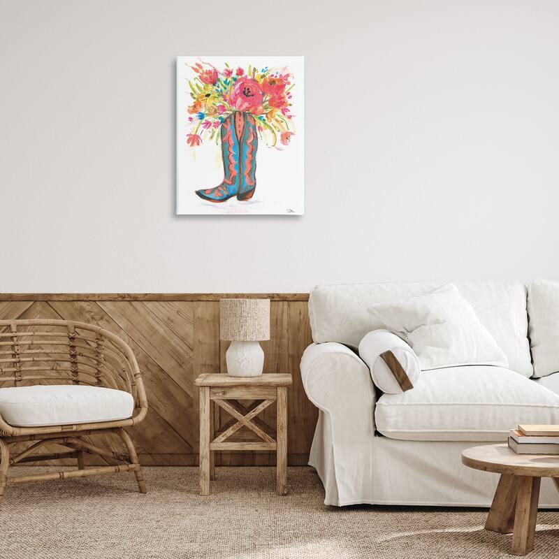 Stupell Floral Cowgirl Boot Pastels Canvas Wall Art Design By Jessica Mingo