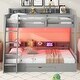 preview thumbnail 10 of 10, Twin over Full Size Bunk Bed with Storage Shelves, LED, Charging Station and a Drawer