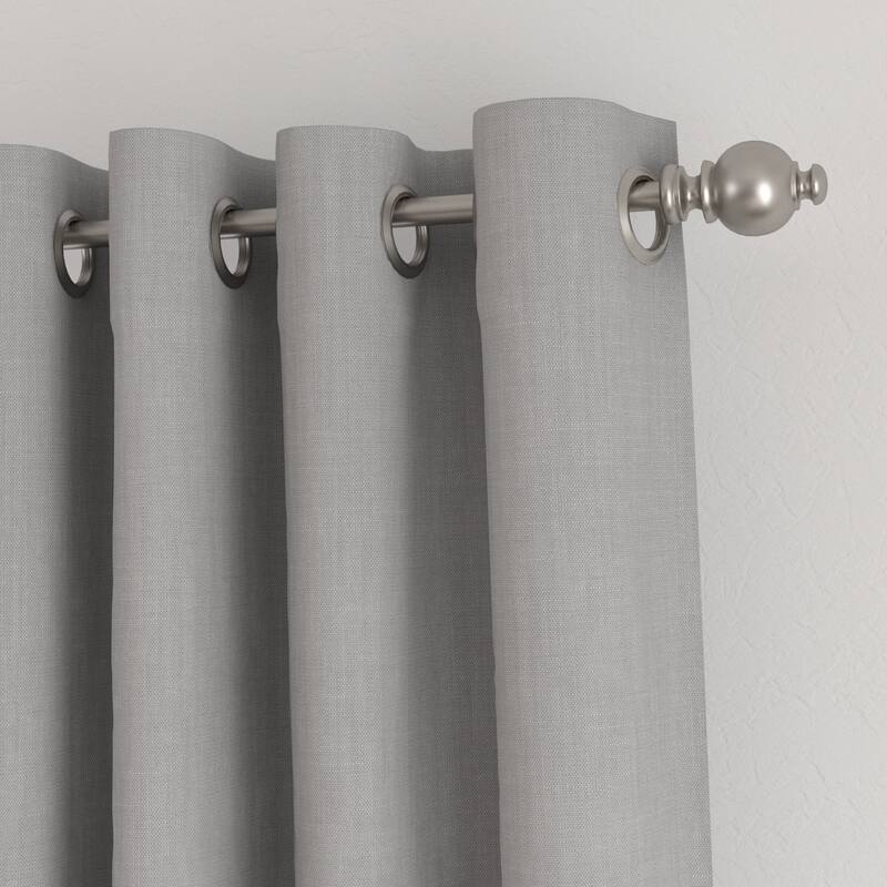 Becky Cameron Set of 2 Linen Blend Energy Saving Blackout Grommet Curtains - Light Gray