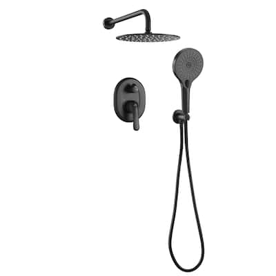 Pressure Balance 2-Functions Shower System 10" Wall Mount Rainfall Shower Head with 3-Spray Patterns Handheld Shower - 10" x 10"
