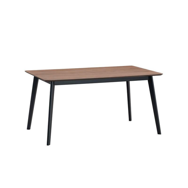 HomeRoots 59" Walnut and Black Wood Dining Table - 59.00 in. x 30.00 in. x 35.00 in.