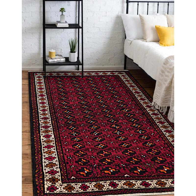ECARPETGALLERY Hand-knotted Teimani Red Wool Rug - 3'8 x 5'8