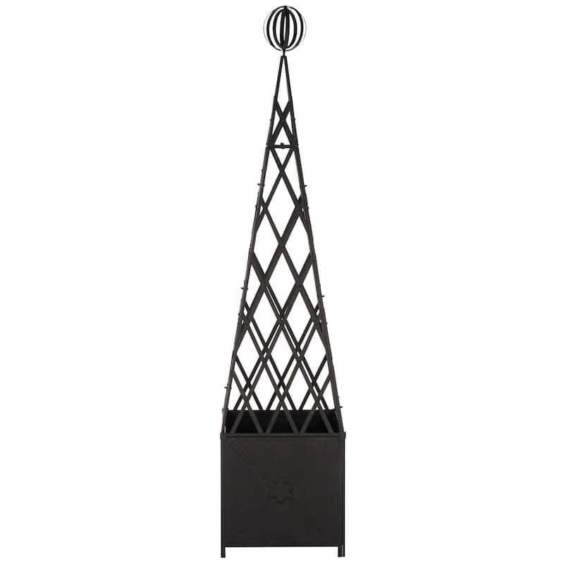 SAFAVIEH Outdoor Patio Furniture Caledonia Trellis Planter - 22"W x 22"D x 98"H