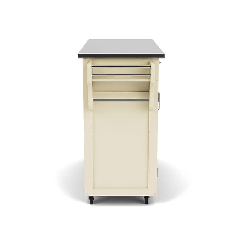 Copper Grove Puff Island White Finish with Stainless Steel Top Kitchen Cart