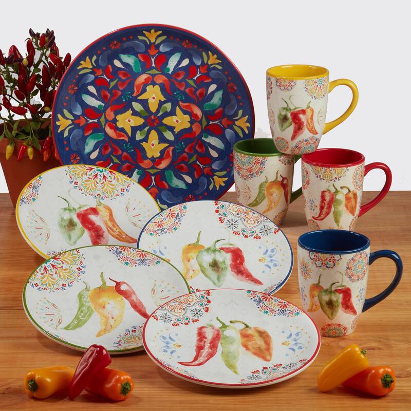 Certified International Sweet and Spicy 16-Piece Dinnerware Set, Service for 4