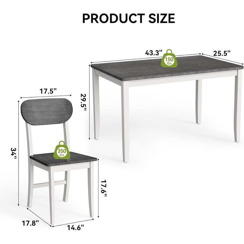 Dining Table Set, Rectangle Wooden Kitchen Table with Solid Wood Legs