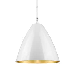 15 Inch Farmhouse Cone Pendant White and Gold