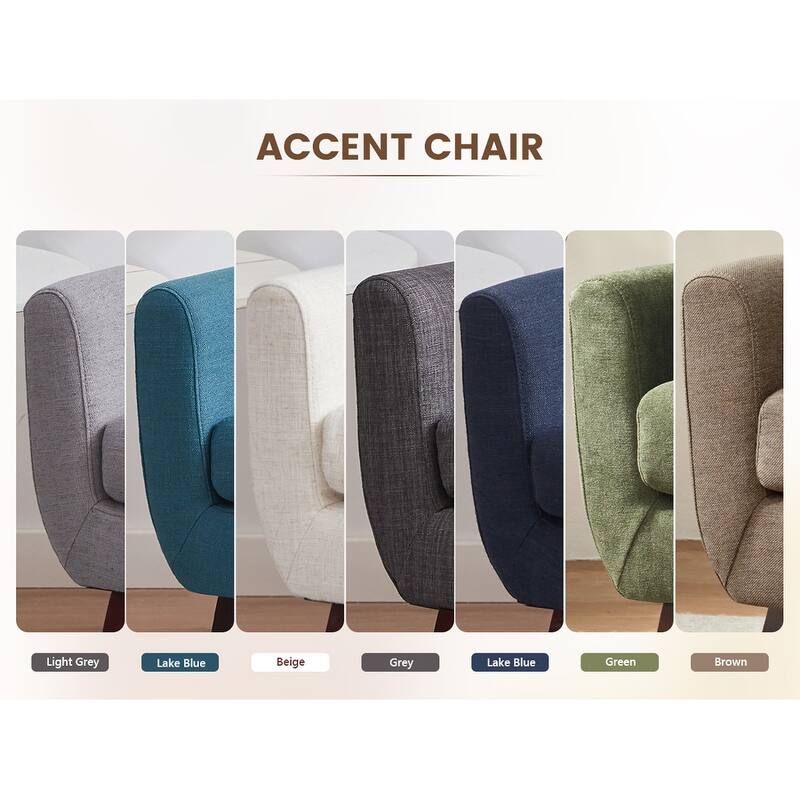 HUIMO Modern Linen Upholstered Armchair Tufted Accent Chair