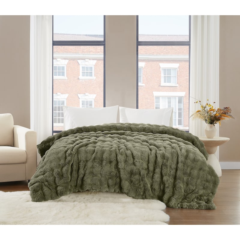 Brooklyn Loom Bubble Faux Fur Blanket and Throw
