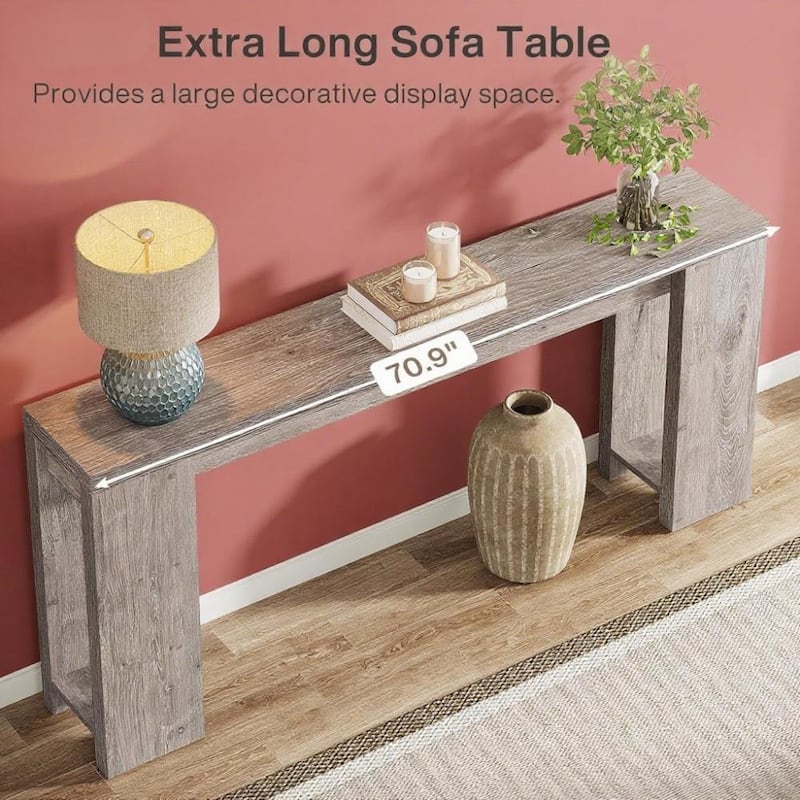 Farmhouse Console Table Rustic Wood Entryway Sofa Hallway Foyer Table 70 Inch - 70.9" x 11.8" x 33.5"