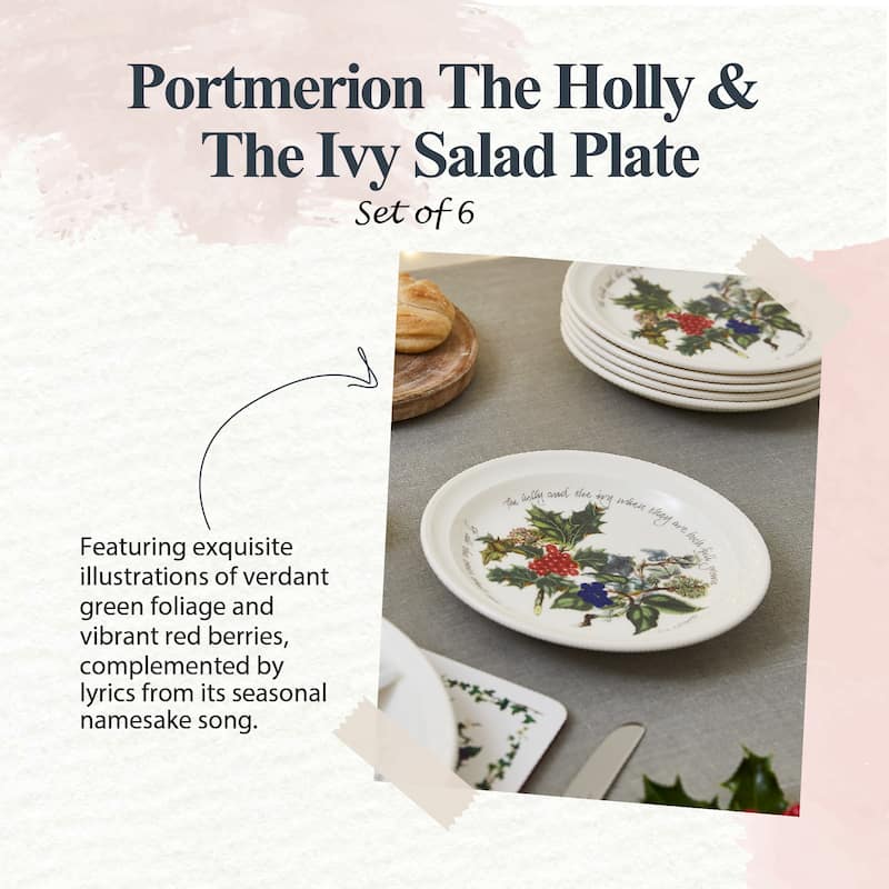 Portmeirion Christmas The Holly and Ivy Set of 6 Plates