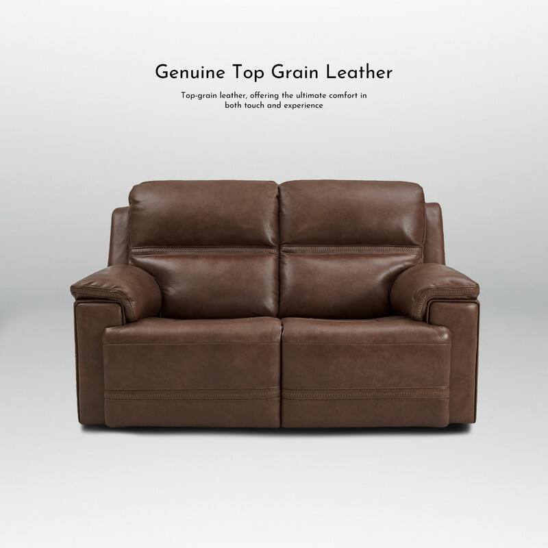 Genuine Leather Dual Power Reclining Loveseat with Zero Gravity, Adjustable Headrest, USB/Type-C & Cross-stitching Detail