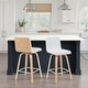 preview thumbnail 56 of 78, Skara Mid-Century Swivel Counter Stool, Upholstered Counter Height Chair with Bentwood Legs Set of 2 - White Faux Leather & Oak