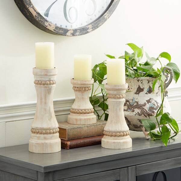 Wood Farmhouse Candle Holder (Set of 3) S/3 12", 9", 7"H Bed Bath