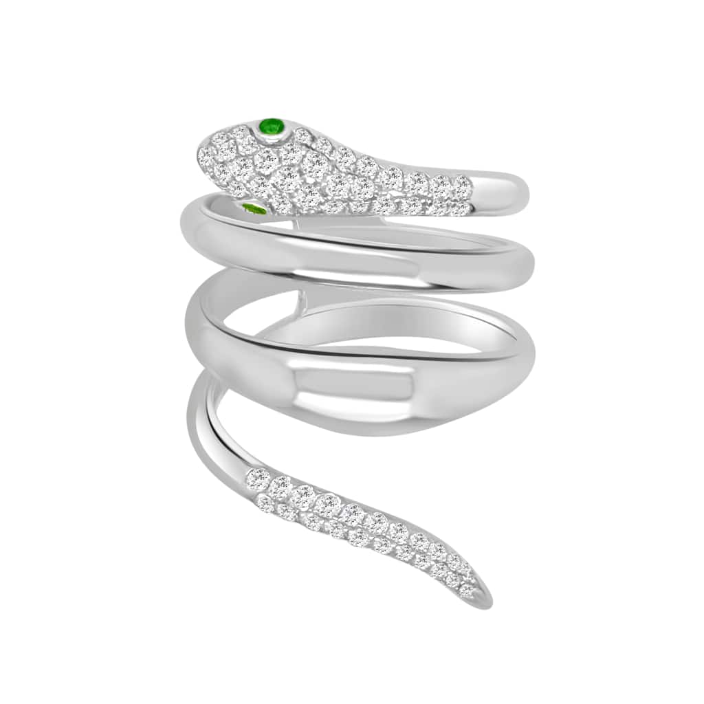 Auriya 14k Gold Diamond and Emerald Snake Wrap Ring 0.38 ct. tw. (F-G, VS)