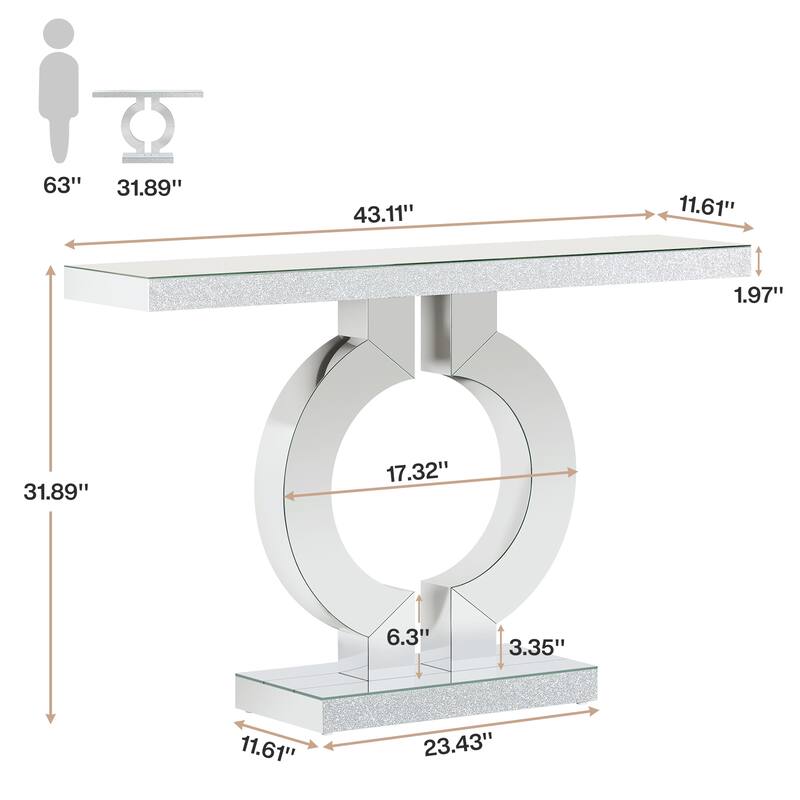 43'' Modern Mirrored Console Sofa Table for Entryway