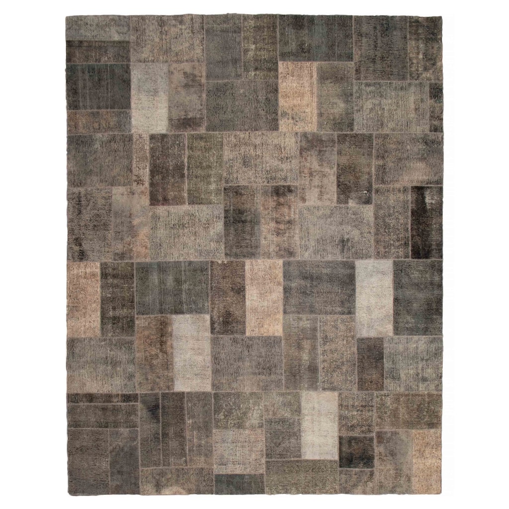 ECARPETGALLERY Hand-knotted Color Transition Patchwork Teal Wool Rug - 11'6 x 14'8