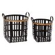 preview thumbnail 2 of 4, Black Bamboo Farmhouse Storage Basket (Set of 2) - S/2 17", 20"H