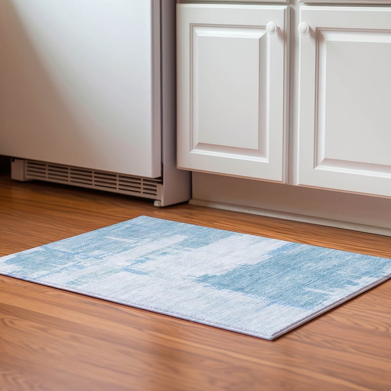 Premium Washable Super Soft Abstract Contemporary Mayfield Rug - Sky - 1' 8" x 2' 6" - Rectangle