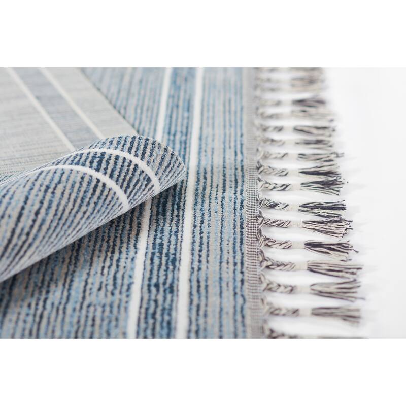 Momeni Rabat Geometric Polyester Blue Area Rug
