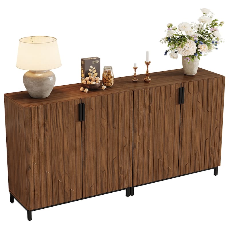 Fluted Sideboard Buffet Cabinet, 59" Modern Buffet Table