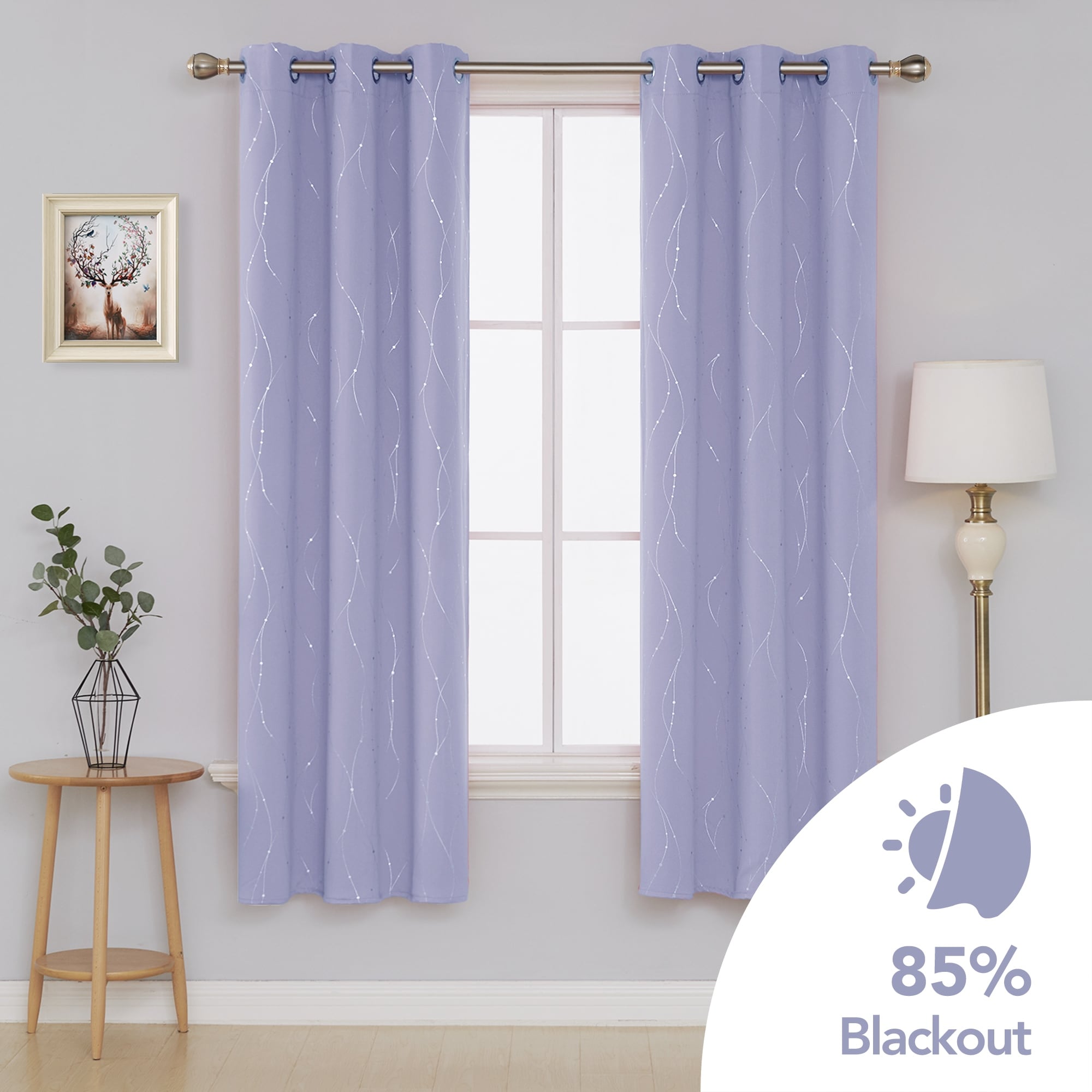 Deconovo Wave Line with Dots 42 Width Curtains Pair(2 Panel)