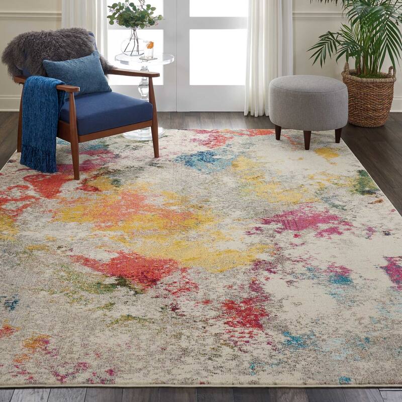 Nourison Celestial Modern Abstract Multicolor Area Rug - 7'10" x 10'6" - Ivory/Multi - Runner/Rectangle