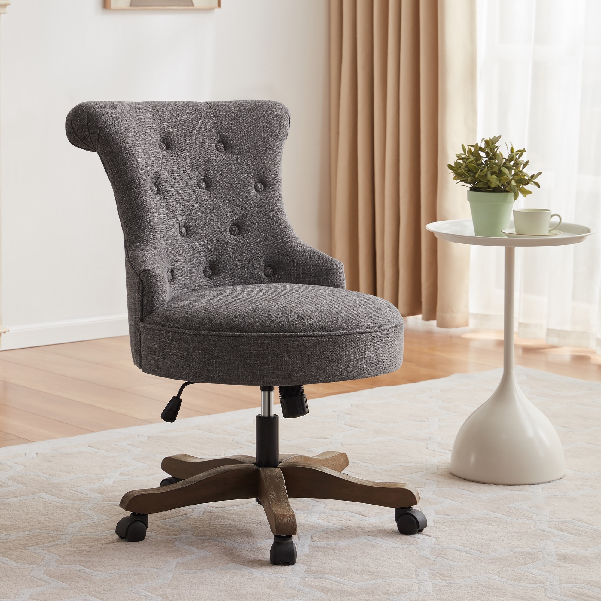Grey desk chair with wheels clearance