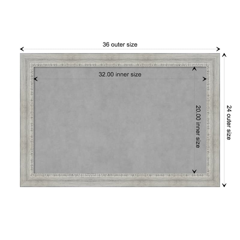 Amanti Art Rustic White Wash Framed Magnetic Board - Board Size 32x20