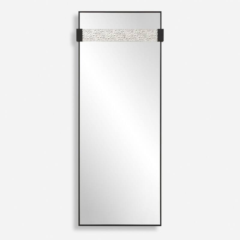 Rectangular Framed Dressing Wall Mirror - 72" - Satin Black Finish