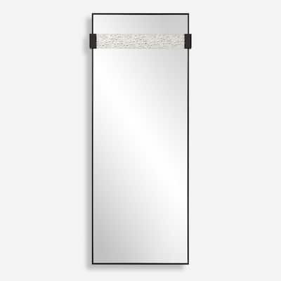 Rectangular Framed Dressing Wall Mirror - 72" - Satin Black Finish