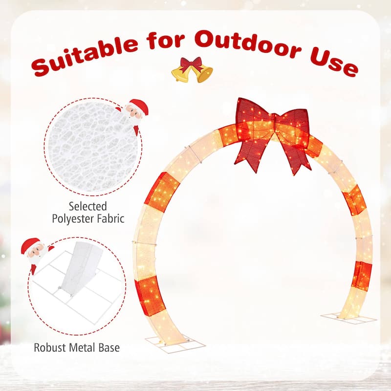 Costway 10.4 FT Christmas Archway with Large Bow & Warm White LED - as pic shows - See Details