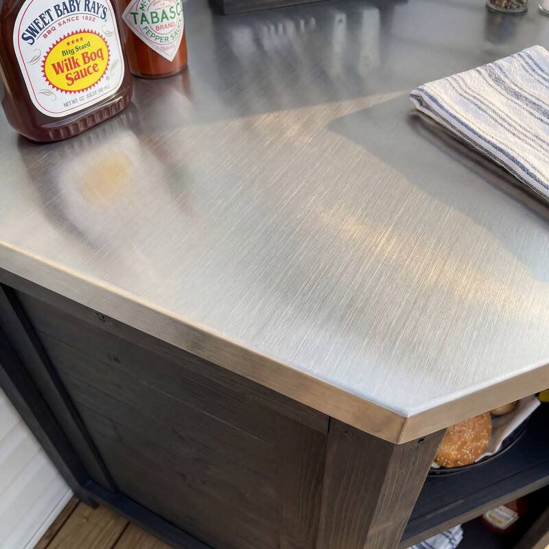 Modular Outdoor Kitchen Island Set, 100% Solid Wood BBQ Cabinet , Patio Kitchen Bar Table